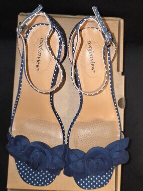 Comfortview Ona Sandals - Navy Dot - Size 10W